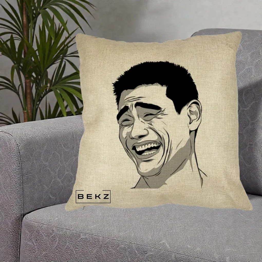 Perna Decorativa Yao Ming Meme, 40x40 cm, Crem, Husa Detasabila, Perna Inclusa, BEKZ®
