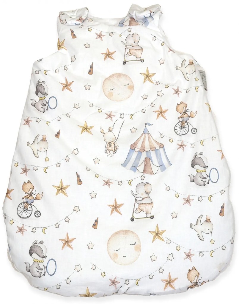Sac de dormit din Bumbac cu umplutura antialergica BabySoft   Circ Blue, 0-3 luni