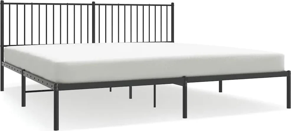 vidaXL Cadru de pat metalic cu tăblie, negru, 193x203 cm