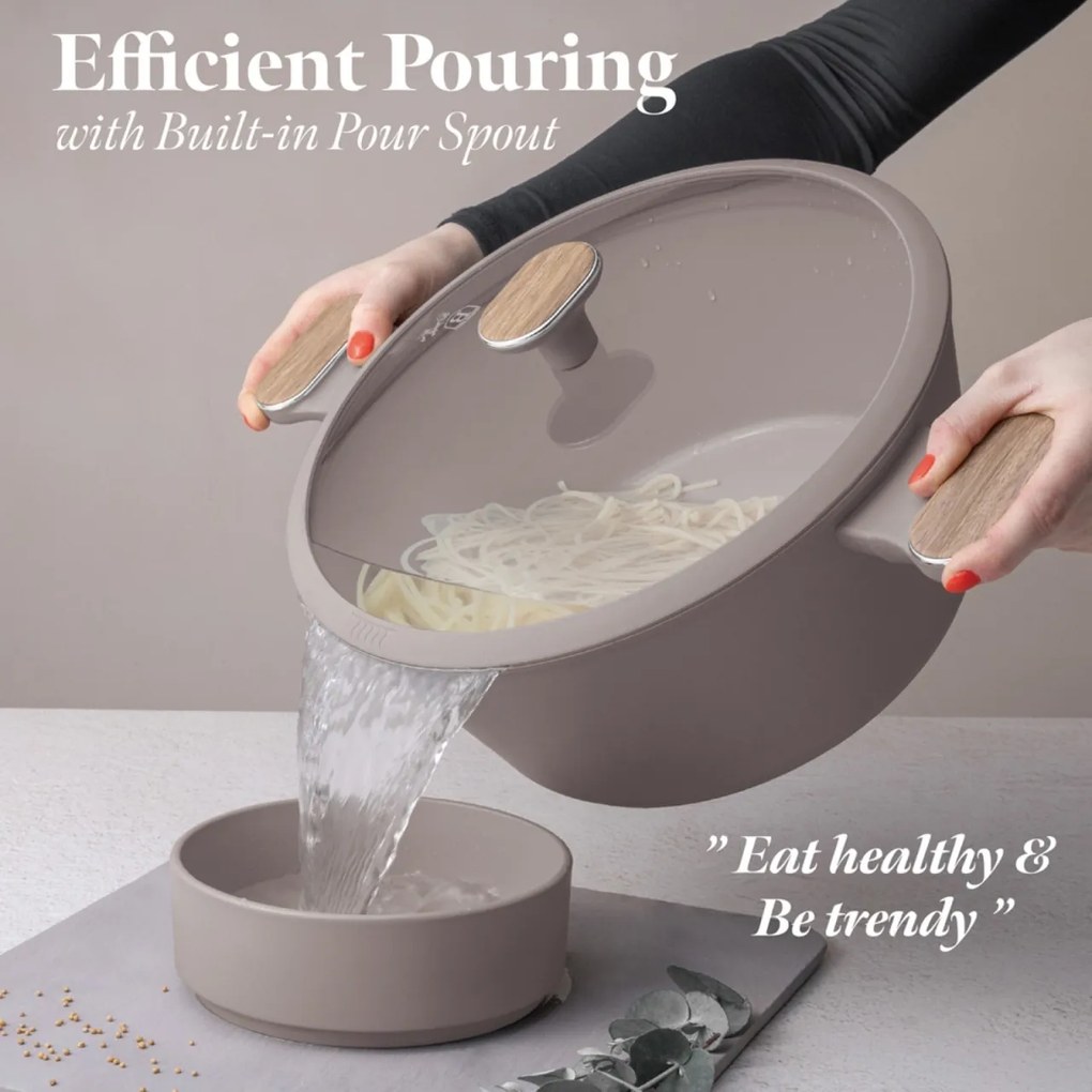 Set oale si tigai 15 piese Nordic Taupe Berlinger Haus BH 8344, gri, antiaderente, compatibile inductie