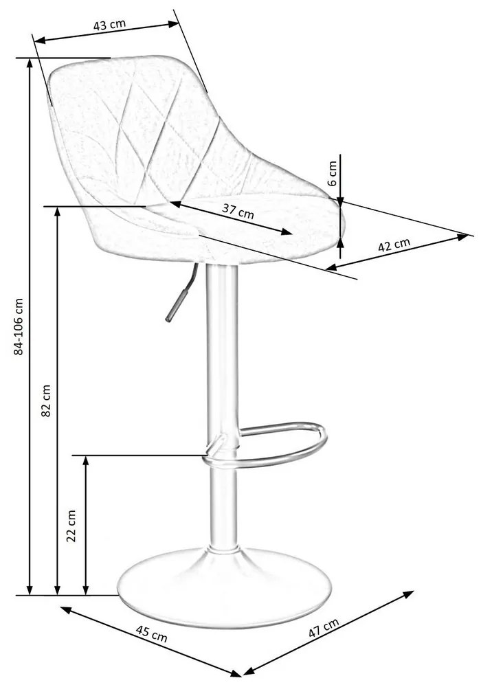 Scaun de bar Archer, albastru/negru