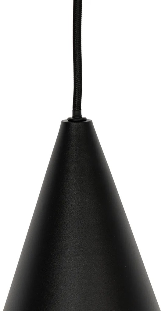 Lampă modernă suspendată neagră cu sticlă opalescentă cu 3 lumini - Drop