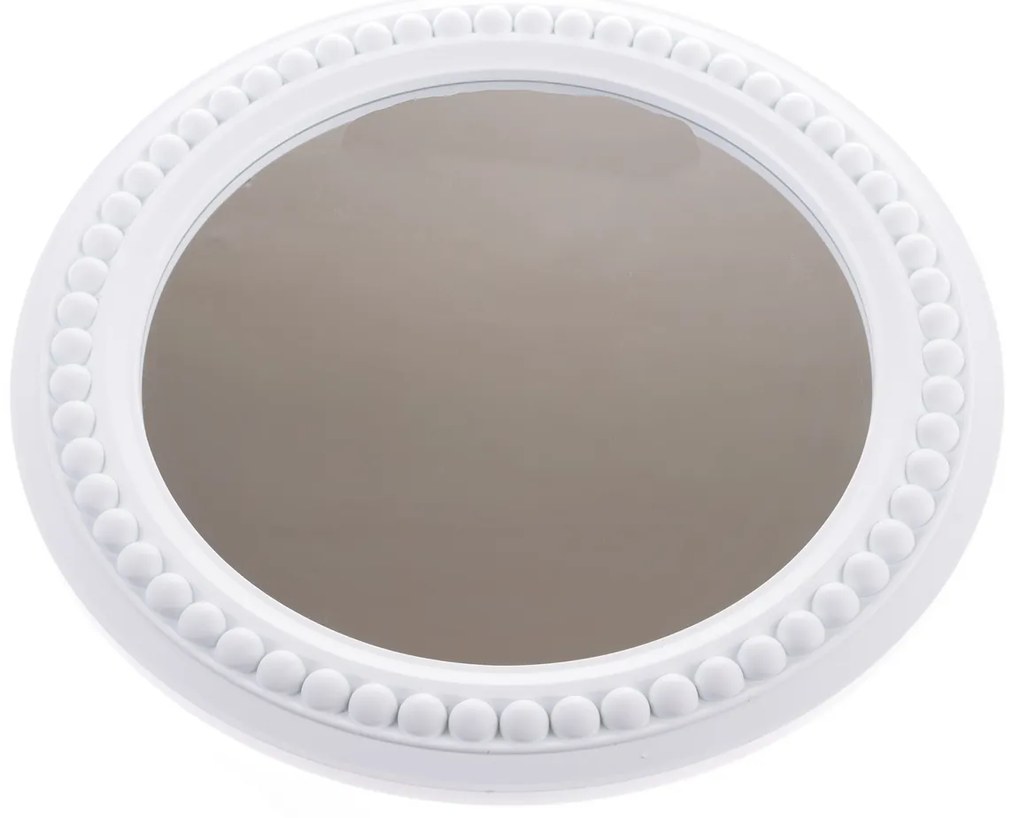 Oglinda de perete din plastic Montielo albă,diametru 50 cm