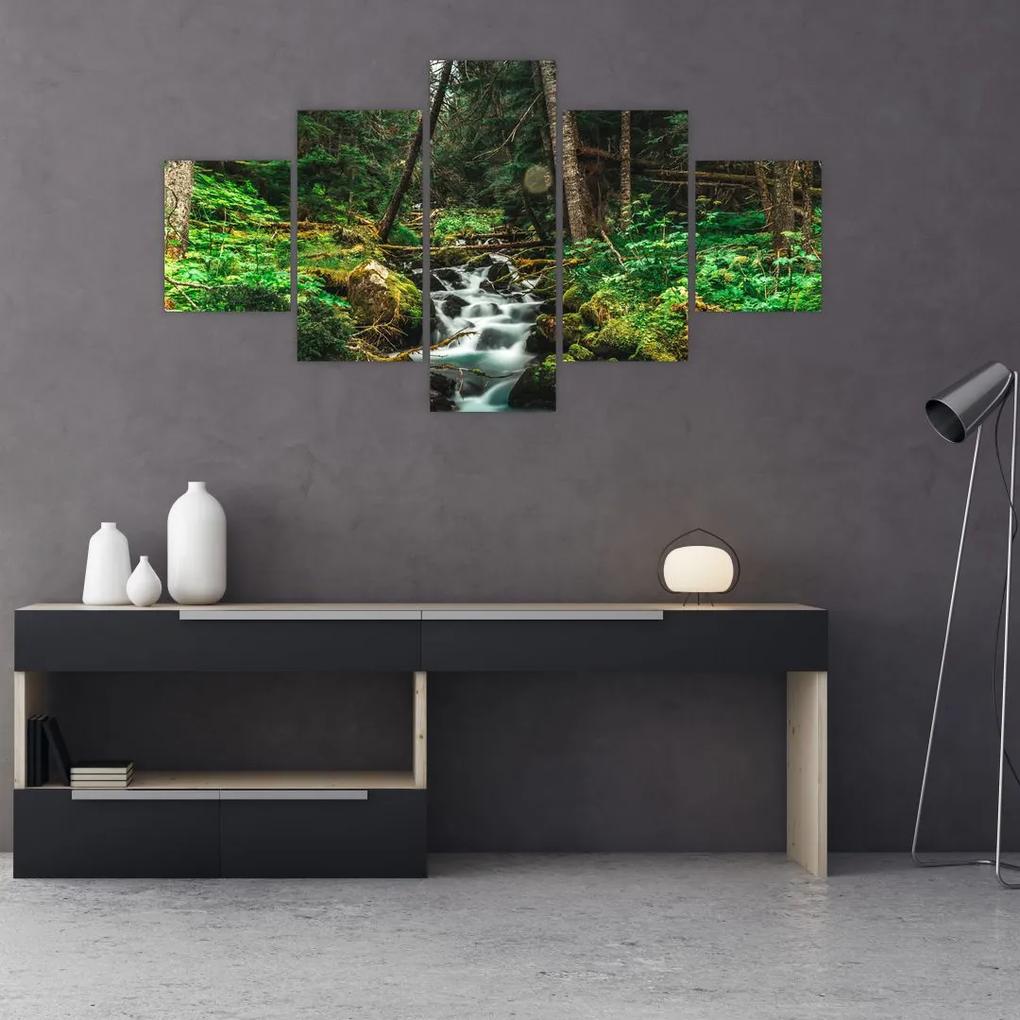 Tablou cu pârău în pădure (125x70 cm), în 40 de alte dimensiuni noi