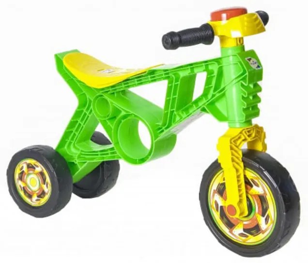 Motocicleta cu functie de trotineta fara pedale pentru copii NOVOKIDS™ EVO Balance Bike, Cu claxon, Maxim 30 Kg, 3 roti, Stabilitate mare, Verde