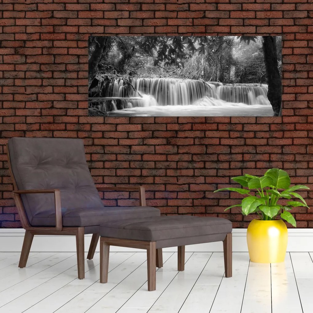 Tablou - Cascada alb-negru și alb (120x50 cm)