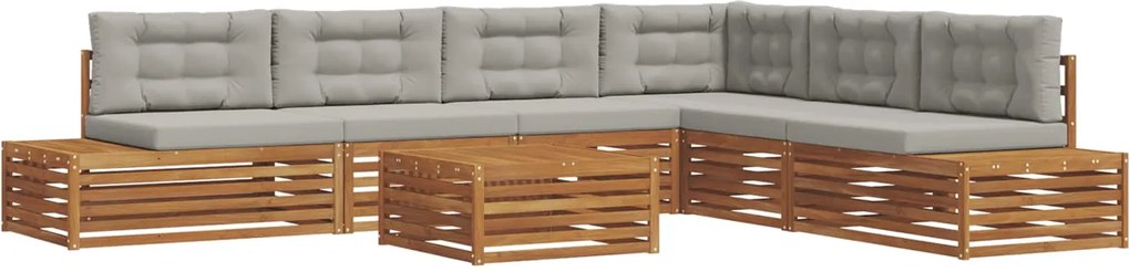 vidaXL Set de canapele de exterior 7 Bucată Gri natural și deschis