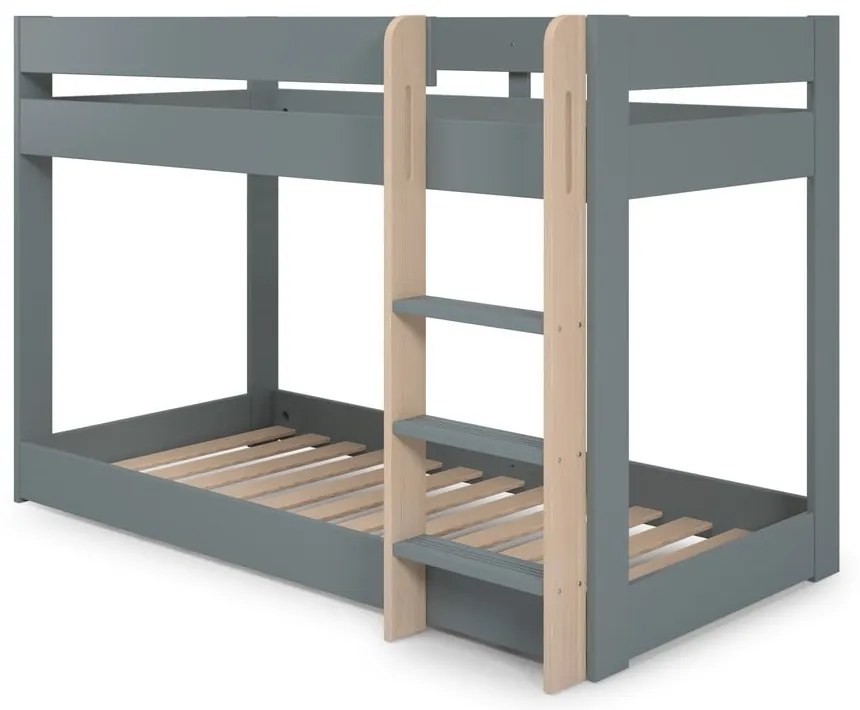 Pat pentru copii verde prăfuit supraetajat cu somieră 90x190 cm Angel – Marckeric