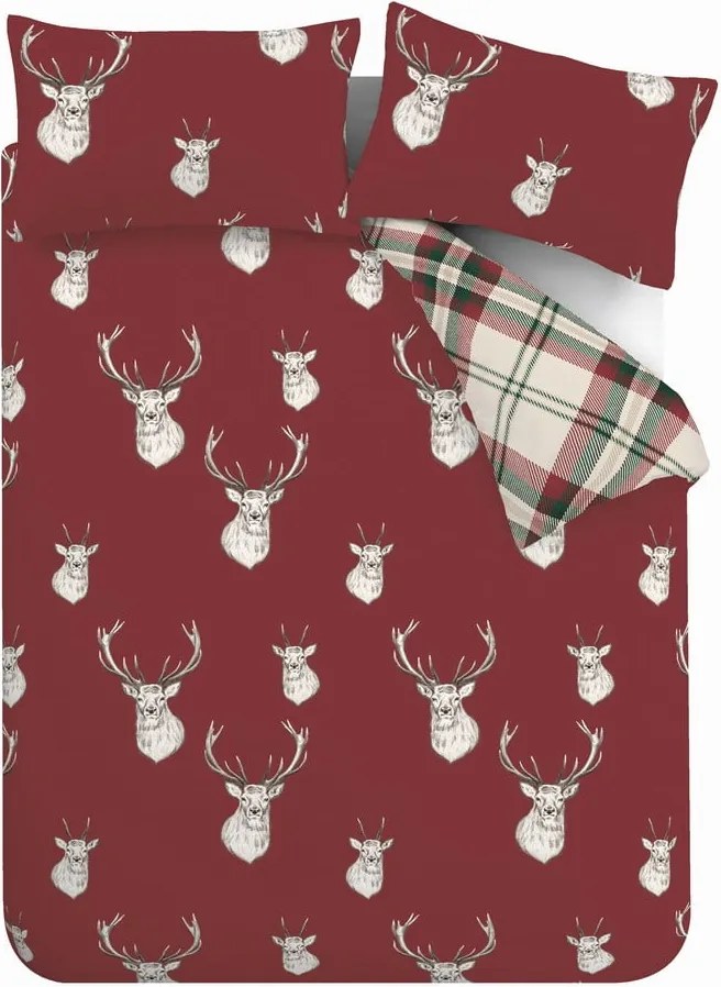 Lenjerie de pat Catherine Lansfield Munro Stag, 200 x 200 cm, roșu