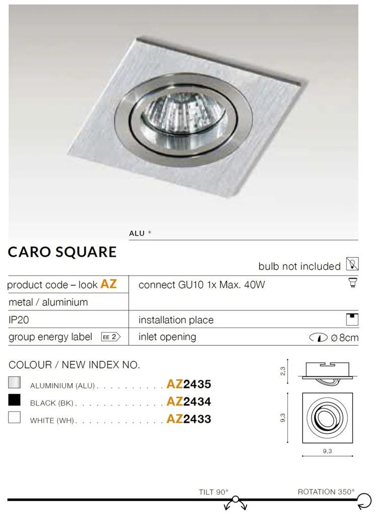 Spot incastrat tavan/plafon CARO S aluminiu