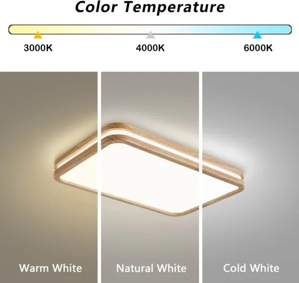 Brilagi - Corp de iluminat LED reglabil MOLINA SQUARE LED/54W/230V stejar 60x40 cm + telecomandă