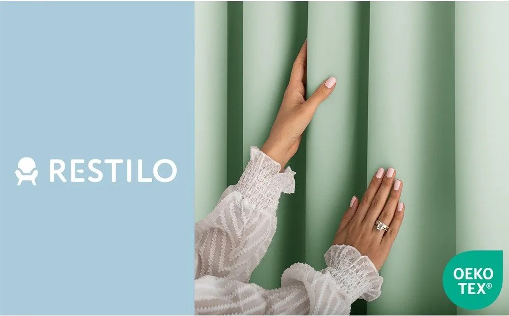 Draperie verde-mentă dimout (semi-opacă) 140x250 cm Carli Tie – Restilo