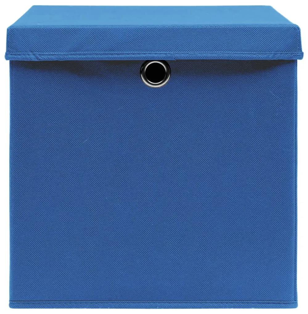 Cutii depozitare cu capace 10 buc. albastru 32x32x32 cm textil 10, Albastru cu capace, 1, 1