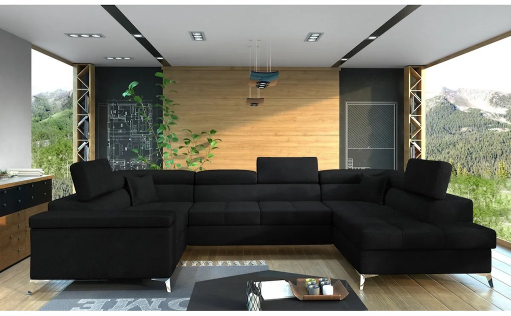 Supermobel Canapea extensibilă în formă de U THIAGO, 350x90x202, omega 68/soft 11, stânga