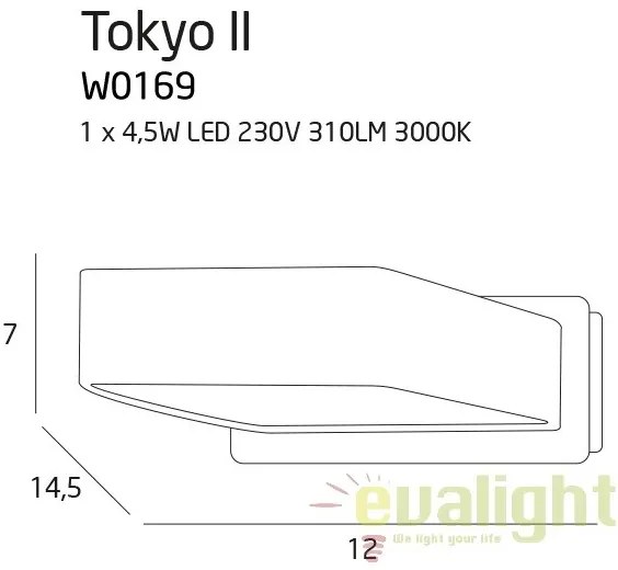 Aplica de perete LED, negru/auriu Tokyo II W0169 MX