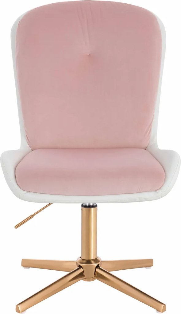 HR690CROSS Scaun Velvet&amp;soft Piele Pu Roz Pudră/Alb Bază Aurie
