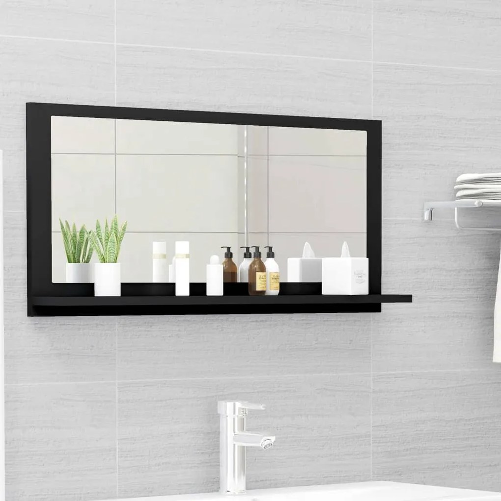 804572 vidaXL Oglindă de baie, negru, 80 x 10,5 x 37 cm, PAL