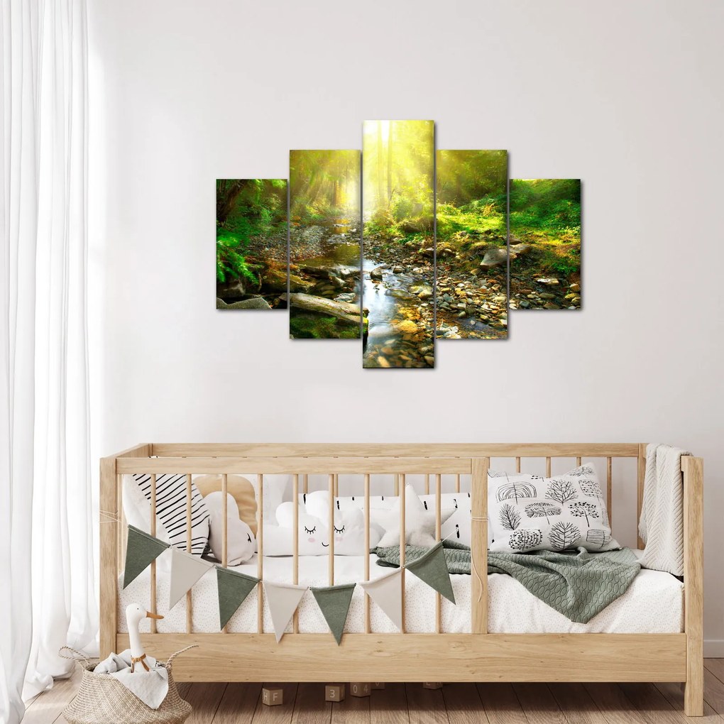Tablou cu râul în pădurea verde (150x105 cm)