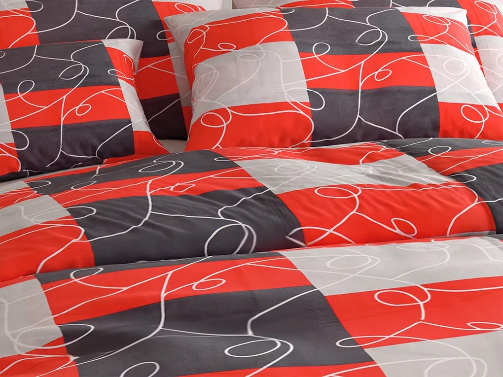 Lenjerie de pat din bumbac SQUARES BLEND rosie Dimensiune lenjerie de pat: 70 x 90 cm | 140 x 200 cm