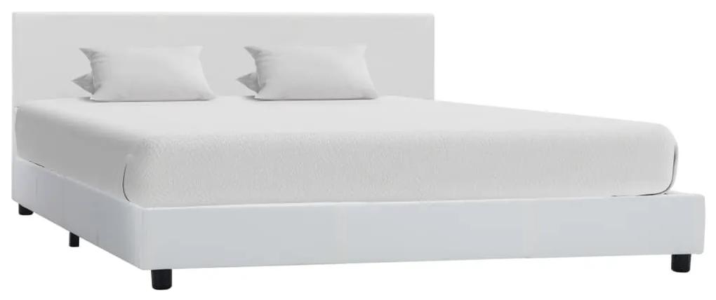 284764 vidaXL Cadru de pat, alb, 120x200 cm, piele ecologică