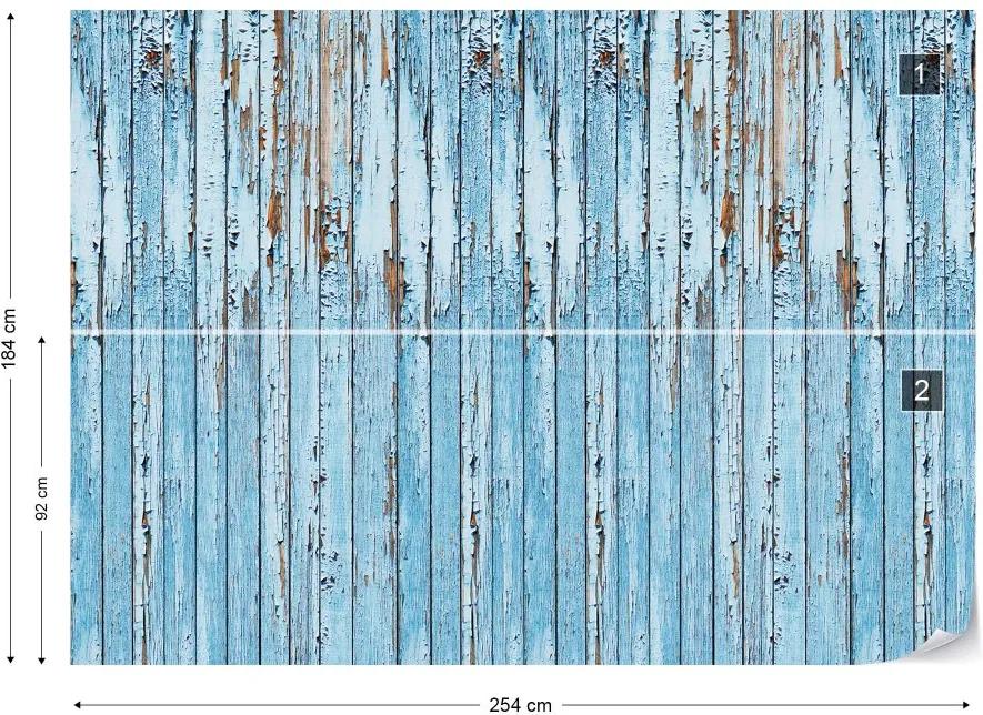 GLIX Fototapet - Rustic Painted Blue Wood Planks Texture Vliesová tapeta  - 254x184 cm