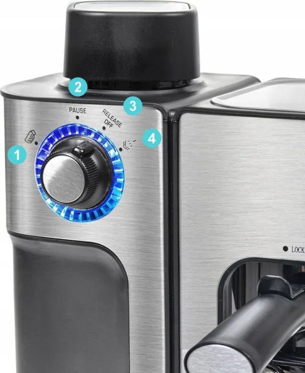 La mâna a doua: Espressor manual First Austria FA-5475-2, 800W, Rezervor 0.250L, Vas de sticla, Pauza, Inox/Negru