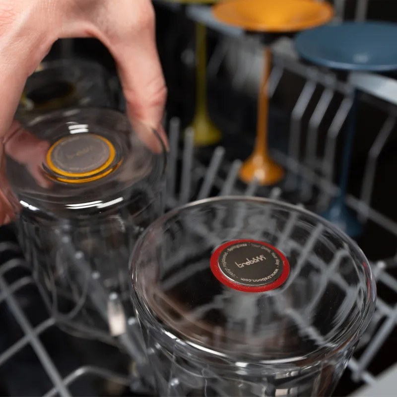 Set de 2 pahare de cristal pentru vin roșu Trebonn SplitGlass 2025110, 450 ml, Ø9.2x10.5 cm, Sistem modular, Negru