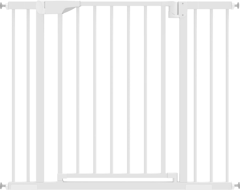 PawHut Poartă de Siguranță pentru Copii și Animale, Extensibilă 96-103 cm, Înălțime 76 cm, Poartă pentru Câini, Scări și Uși, Închidere Automată, Montaj prin Presiune, Deschidere în Ambele Direcții, Alb | Aosom Romania