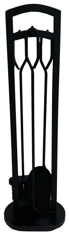 Set de unelte pentru șemineu 70 cm, 3 piese, cusuport, negru, metal