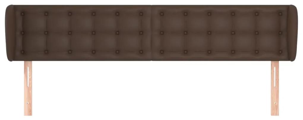 Tablie de pat cu aripioare maro 183x23x78 88 cm piele ecologica 1, Maro, 183 x 23 x 78 88 cm