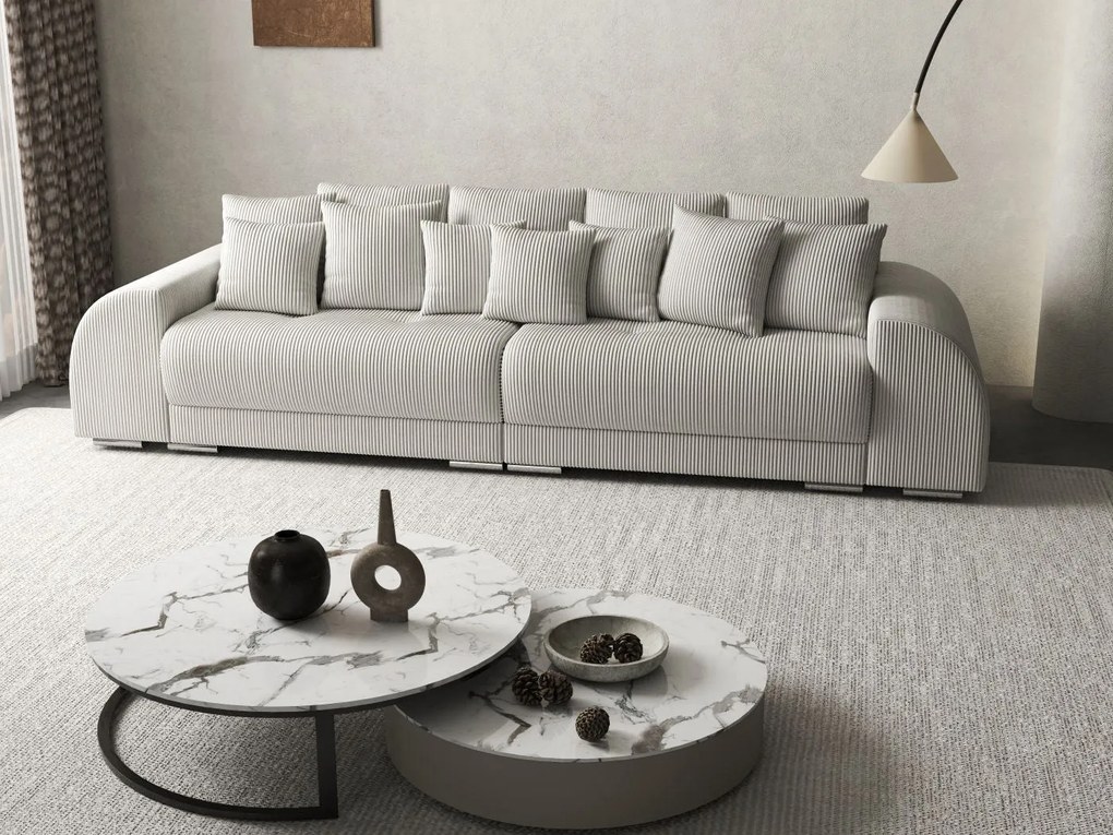 Canapea extensibilă dumonde cu 2 lăzi de depozitare si sezut confortabil din spuma high-density, Verona Zoom Cream 310x100 cm