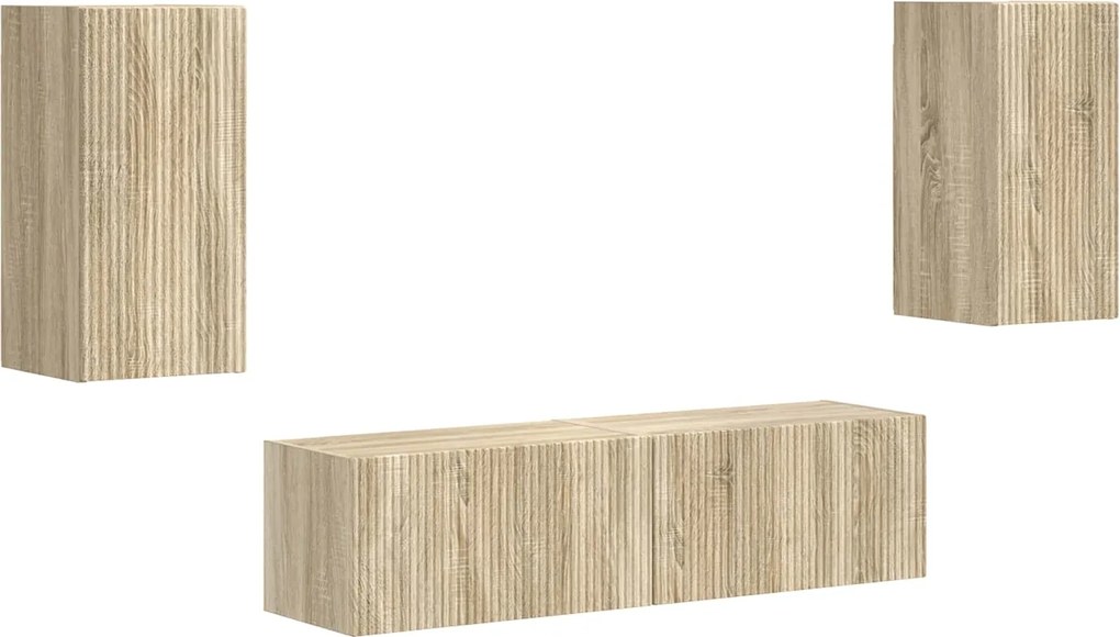 vidaXL Set comodă TV 4 pcs Stejar Sonoma Lemn compozit