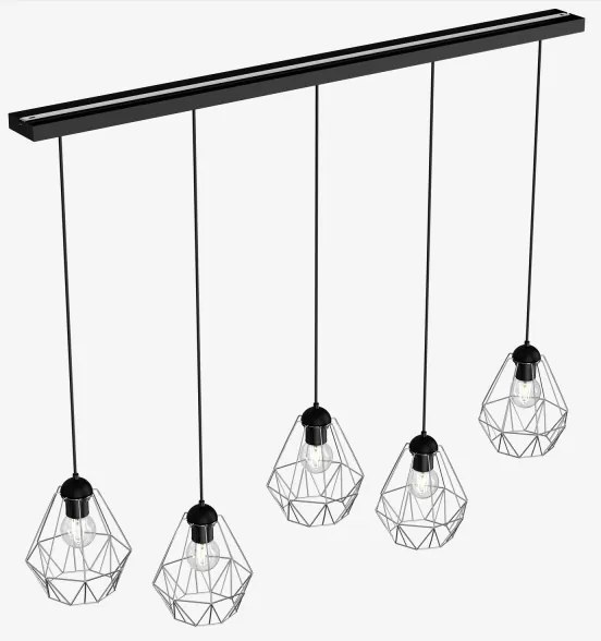 Lustră pe cablu BERGEN 5xE27/60W/230V neagră/crom lucios