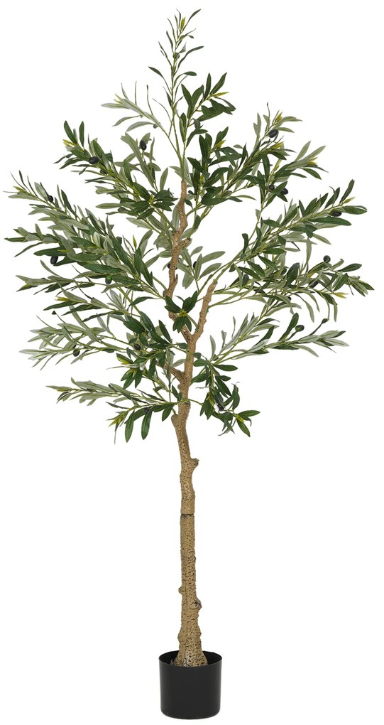 HOMCOM Plantă Artificială Măslin 150 cm cu 720 Frunze, 32 Măsline și Ghiveci | Aosom Romania