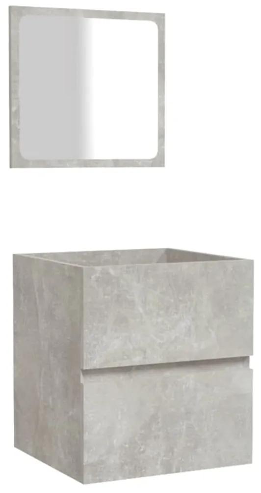 Dulap de baie cu oglinda, gri beton, lemn prelucrat Gri beton, 1