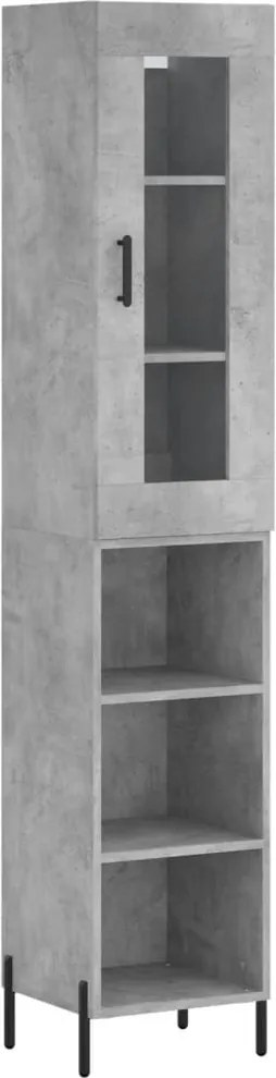 vidaXL Dulap înalt, gri beton, 34,5x34x180 cm, lemn prelucrat