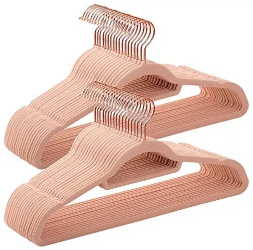Set 50 de umerase din catifea, Songmics, 43.5 cm, CRF21PK50, Roz