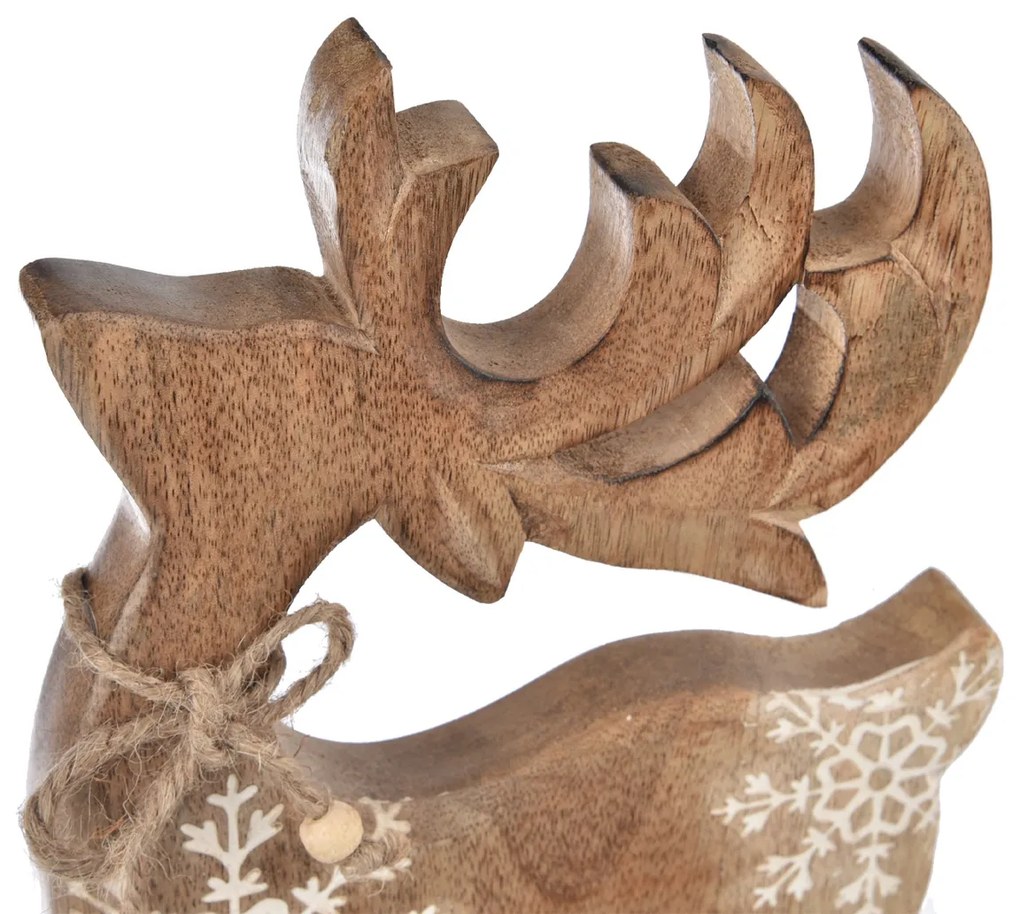 Decorațiune din lemn de mango 4Home Snowflake Deer, 33 cm