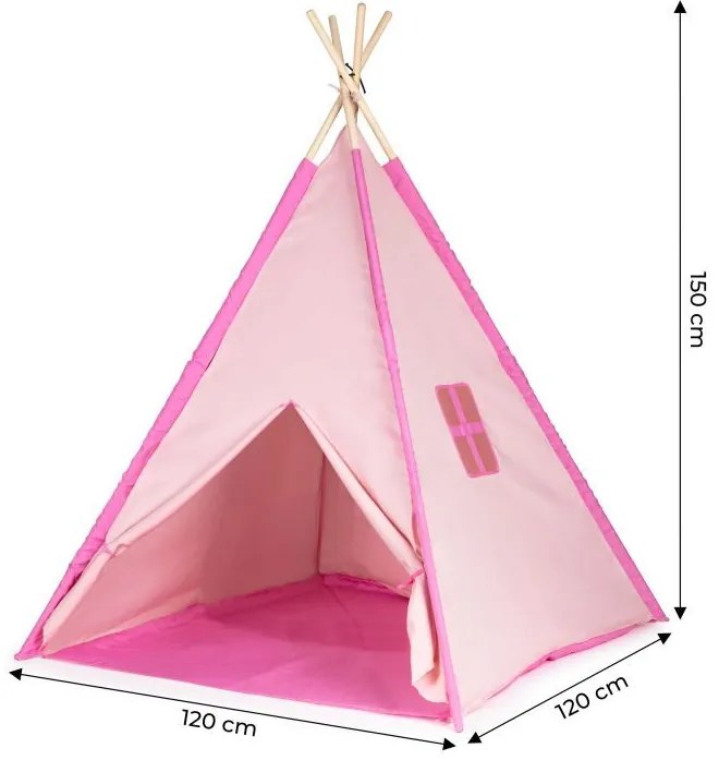 Cort Teepee, casă pentru copii roz 120 x 120 cm