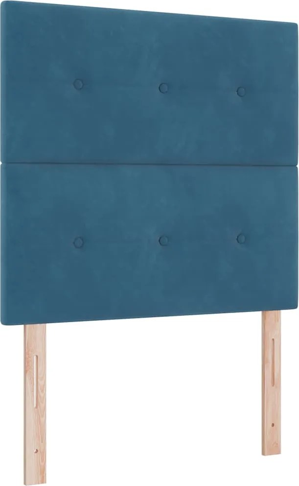 vidaXL Pat cu arc LED cu saltea Albastru închis 120 x 200 cm Catifea