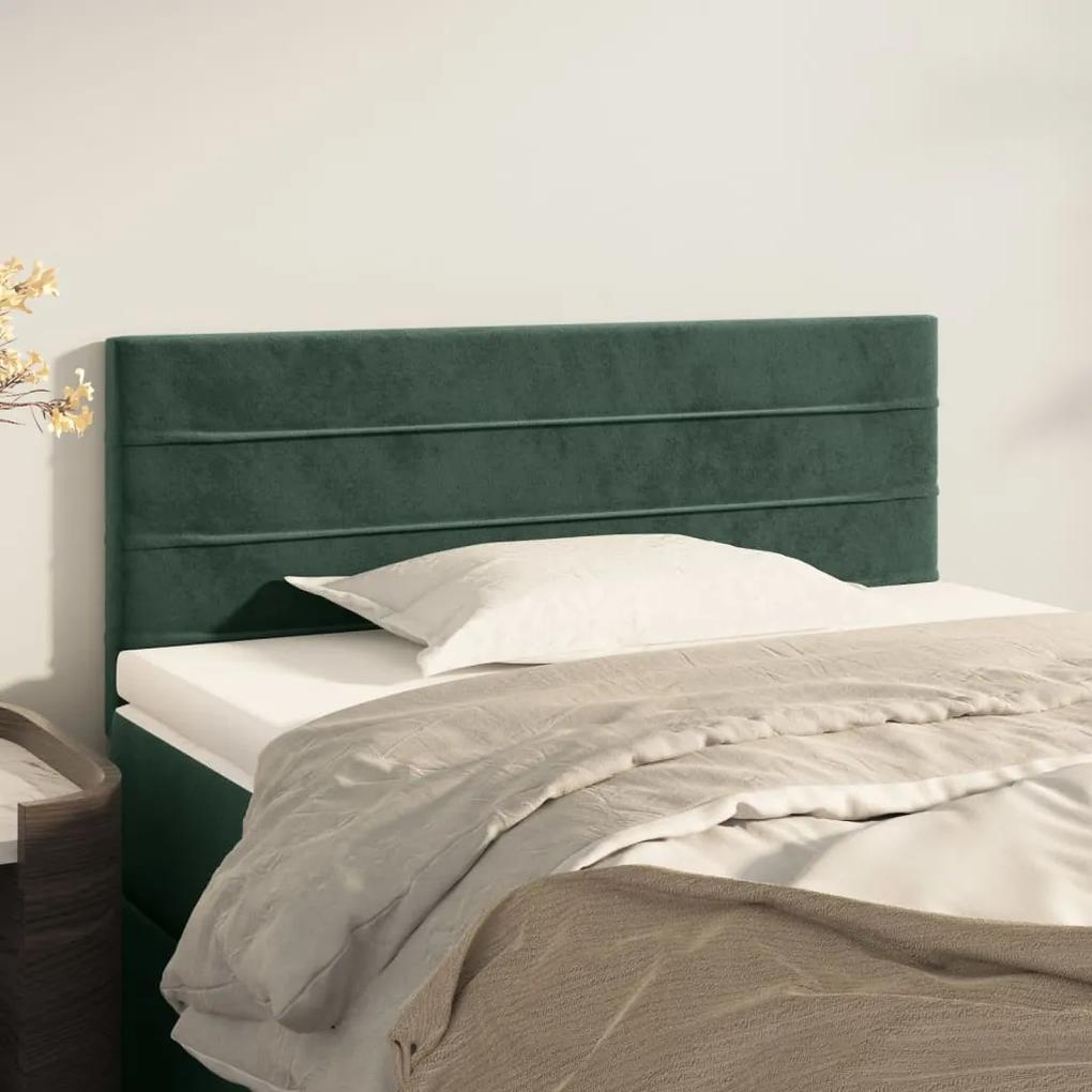 346141 vidaXL Tăblie de pat, verde închis, 100x5x78/88 cm, catifea