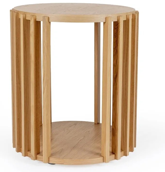 Măsuță auxiliară din lemn de stejar Woodman Drum, ø 53 cm