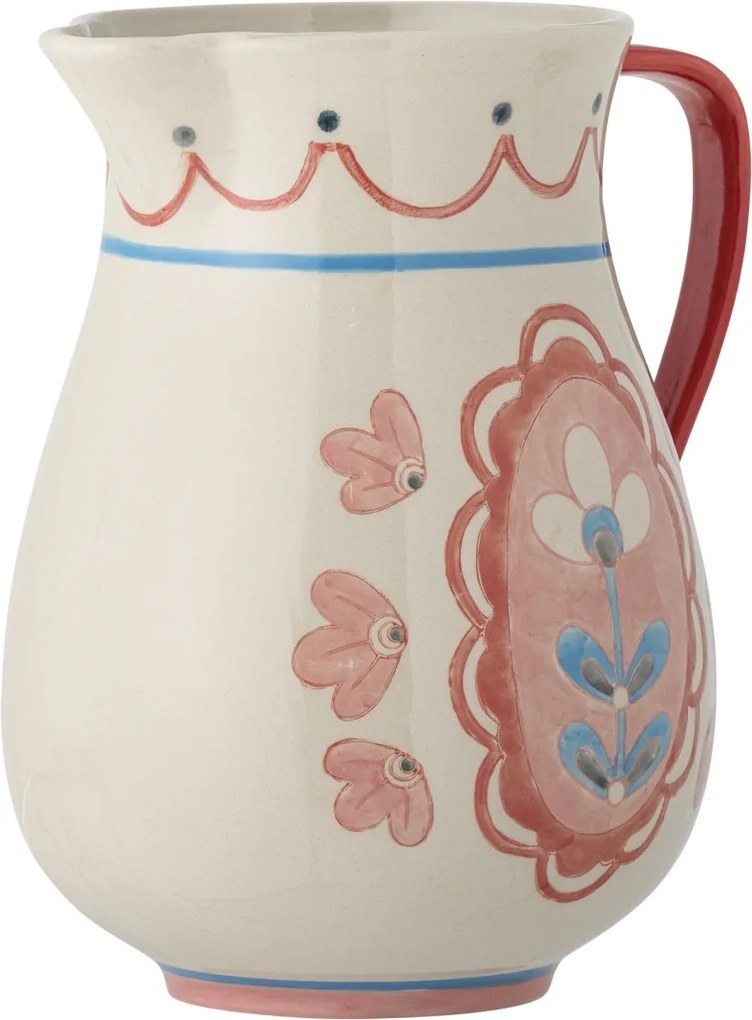 Carafă din ceramică cu motiv floral pictat manual, D17×H24 cm, 3300 ml, „Odina"