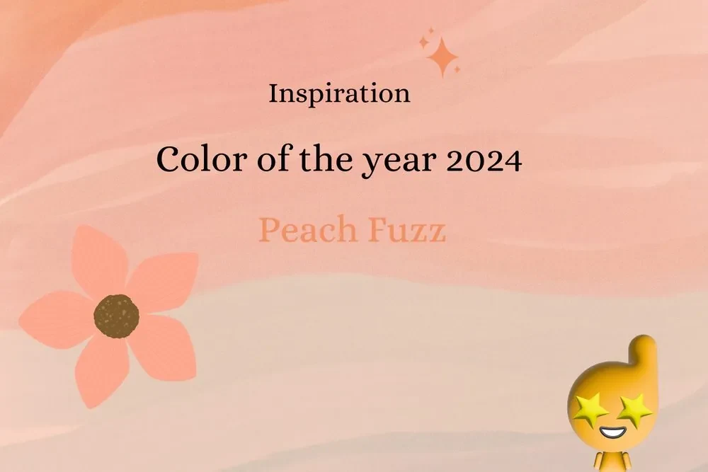 Tapet frunze cu colibri în umbra Peach Fuzz
