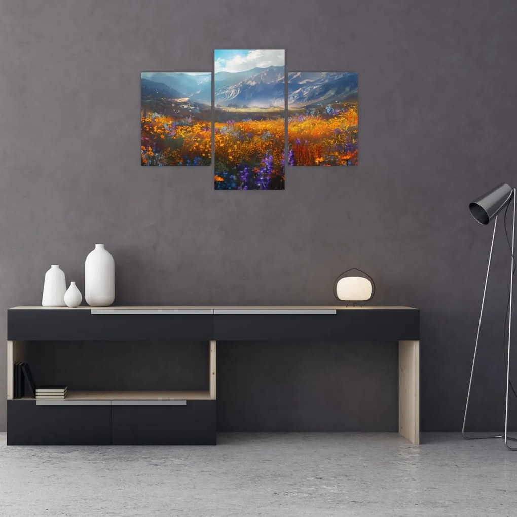 Tablou - Peisaj montan pictat II. (90x60 cm)