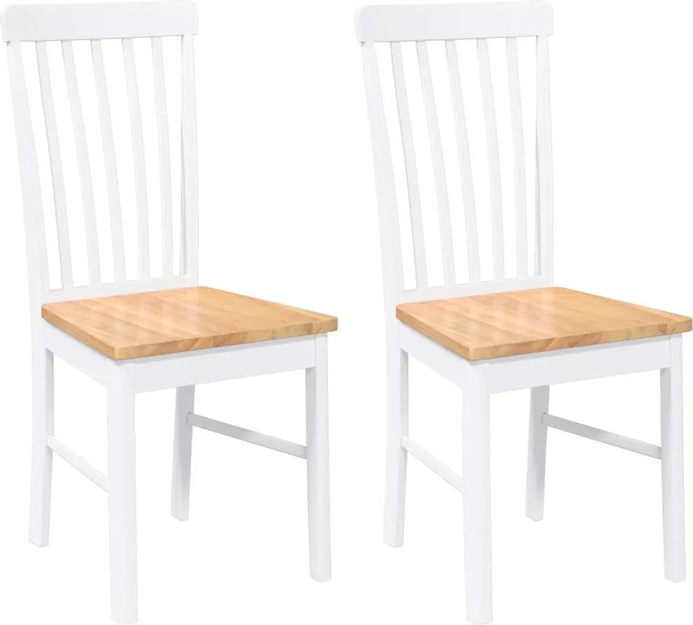 vidaXL Scaune de sufragerie 2 buc Cauciuc din lemn masiv alb