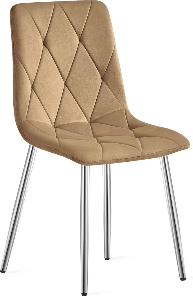 Set 4 Scaune Bucatarie/Dining Fido, Picioare Cromate, Catifea Maro