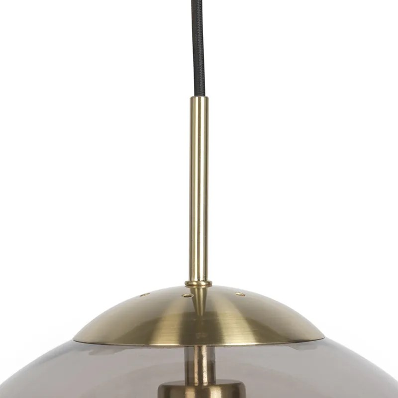 Lampă modernă suspendată din alamă cu sticlă fumurie 30 cm - Ball