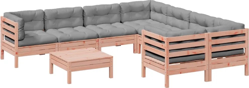 vidaXL Set canapele grădină cu perne, 9 piese, lemn masiv brad douglas