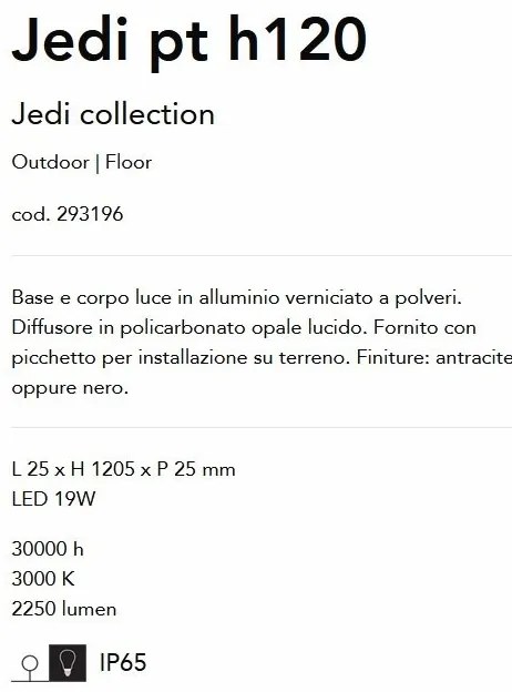 Stalp LED slim pentru iluminat exterior, IP65 Jedi pt h120 negru